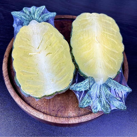 Pineapple Shaped Candle Set of 2 Tropical Coastal Sculptural Decor 7 Inch - Picture 8 of 11